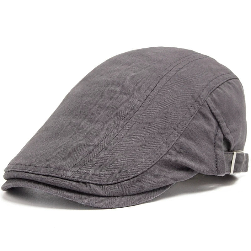 Beret Hat for Men Casual British Style Spring and Autumn Casual Forward Hat Cotton Vintage Solid Color Sunshade Baseball Cap