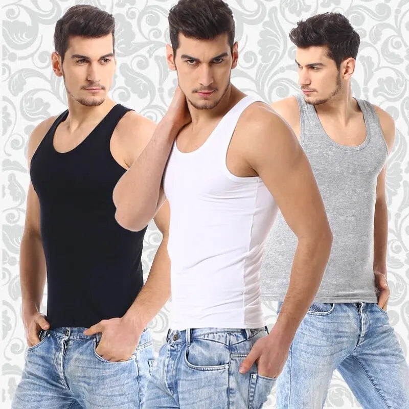 1/3 Piece Men's Cotton Breathable Foundation Joker Black And White Vest Youth Thin Slim Fitness Sports Running Breathable Top