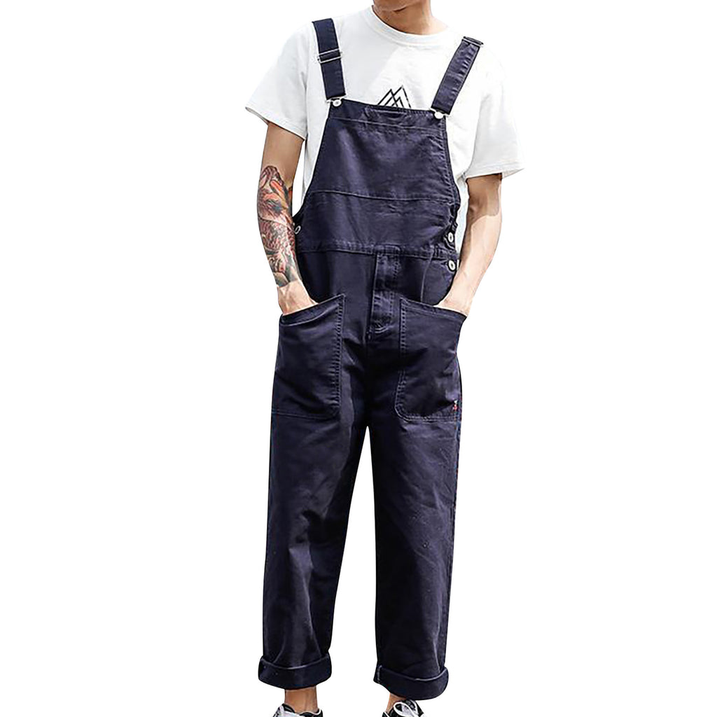 Lightweight Overalls With Pockets Men'S Bib Overalls Fashion Relaxed Fit Casual Jumpsuit Cotton Denim Trousers Daily Wear