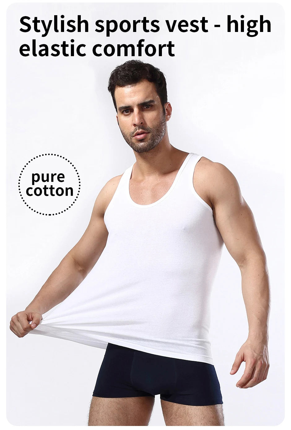 1/3 Piece Men's Cotton Breathable Foundation Joker Black And White Vest Youth Thin Slim Fitness Sports Running Breathable Top