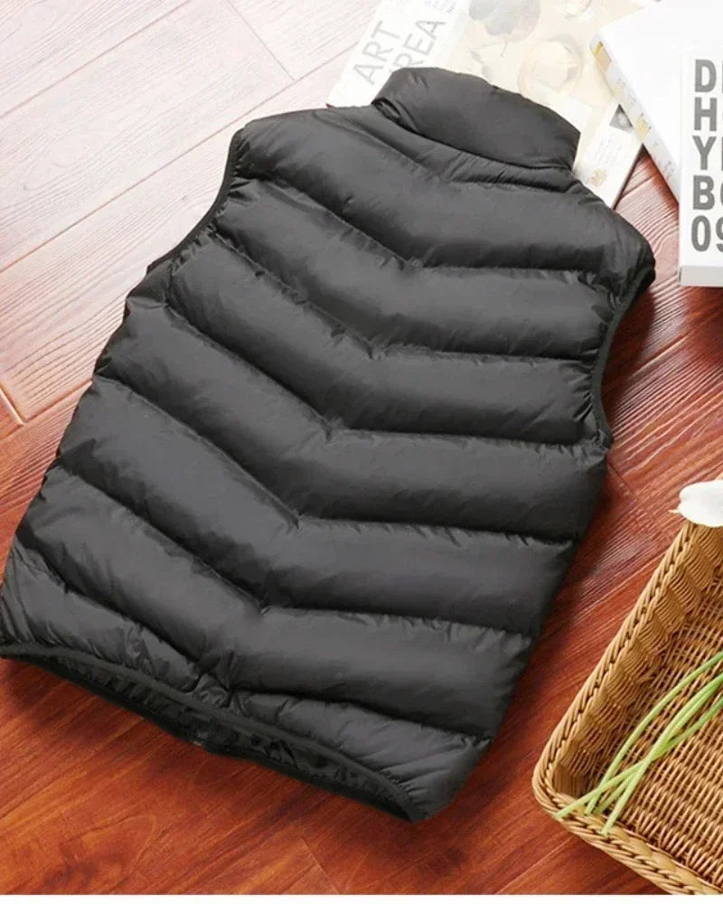2025 New Puffer Sleeveless Coats Mens Solid Color Down Jacket Winter Warm Vest Jacket Men Waistcoat Outwear Windbreaker Clothing