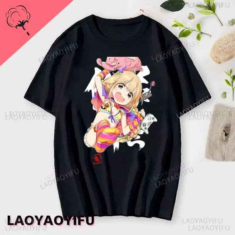 If You Work You Lose - Anzu Futaba Version T-Shirt 2024 New Kawaii Anime Cotton T-shirt Tees for Men Funny cartoon Otaku Tshirt