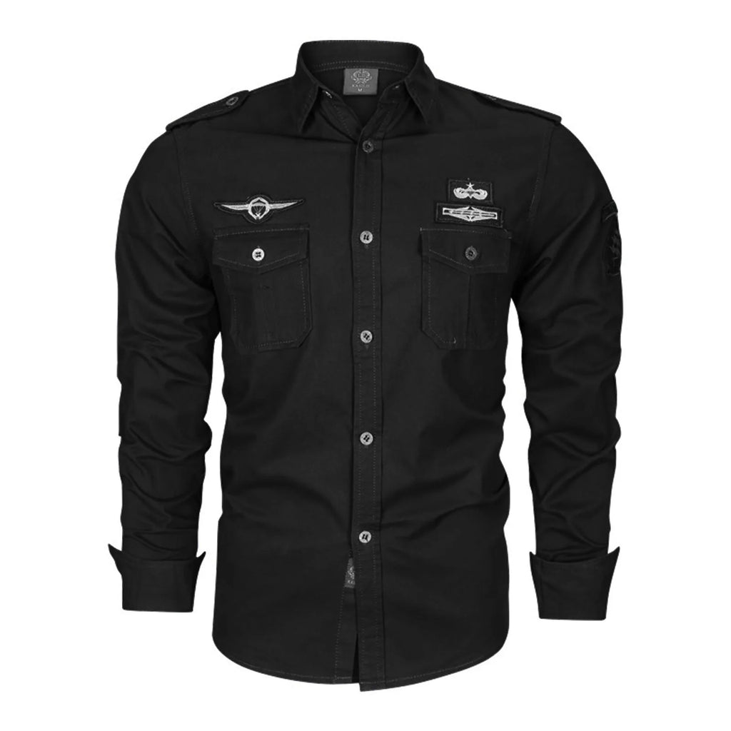 Men'S Solid Color Linen Shirt Mens Spring And Autumn Outdoor Tooling Solid Color Casual Long Sleeved Shirt VêTement Homme