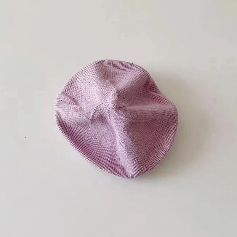 Fashion Cute Baby Knitted Beret Hat Solid Color Children's Warm Hats Autumn Winter Cap For Kids Outdoor Bonnet Accessories Gift