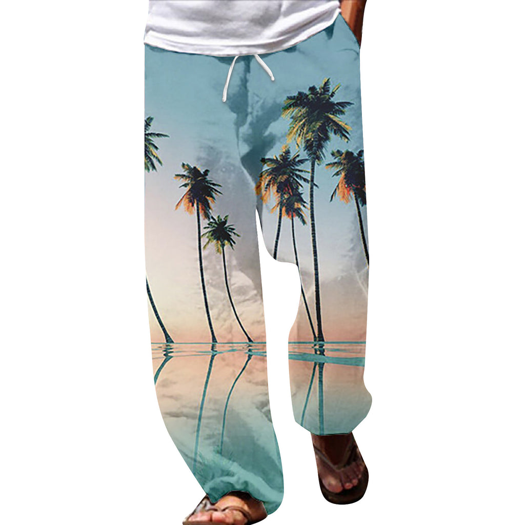 Summer Beach Hippie Harem Pants For Men Streetwear Baggy Boho Yoga Hawaiianss Drop Crotch Trouser Men'S Clothing Sports Pants
