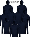 9-Pack Men's Hooded Long Sleeve Shirts - Breathable Comfort Sport Tees Ideal for Daily Exercise Fitness and Training Wear