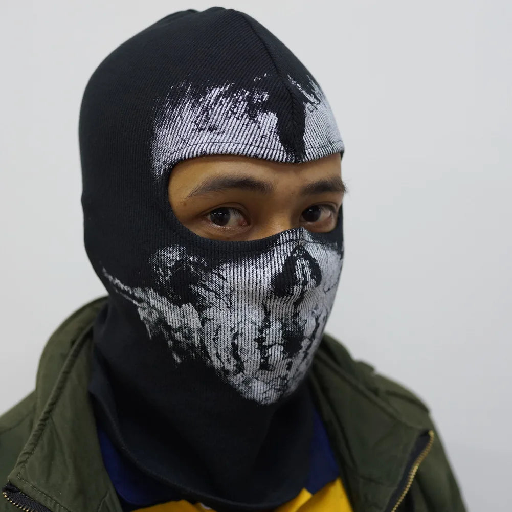 Mask Skull Ghost for Motorcycle Black Cosplay Costume Ghost Face War Game Skeleton Riding Outdoor Headwear Windproof Masks