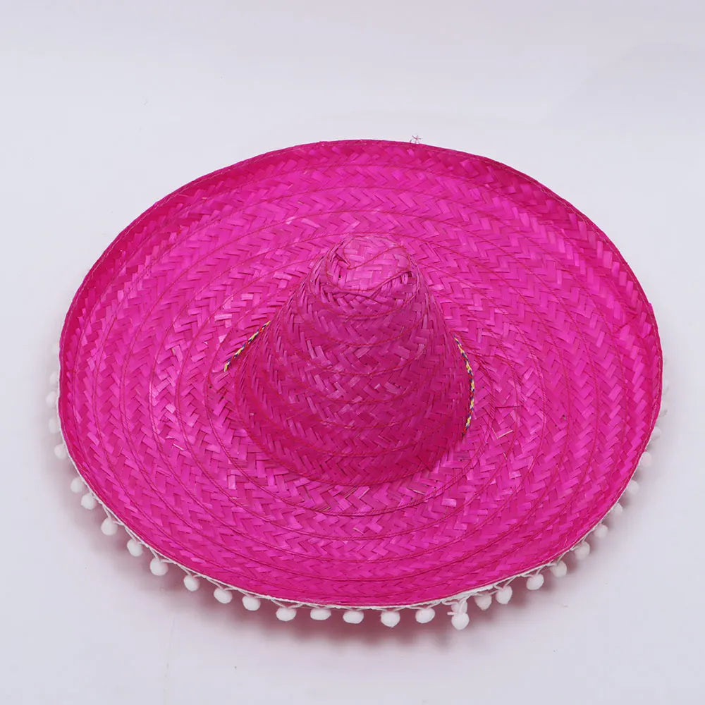 Summer Colorful Wide Brim Mexican Party Hat Halloween Sombrero Straw Hats Decor Party Beach Hat Men