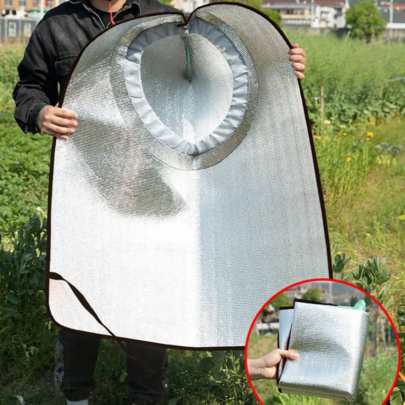 Sun & Rain Protection Hooded Cape - Breathable UV Hat for Farming/Gardening - Wide Brim Bucket Hat with Neck Cover