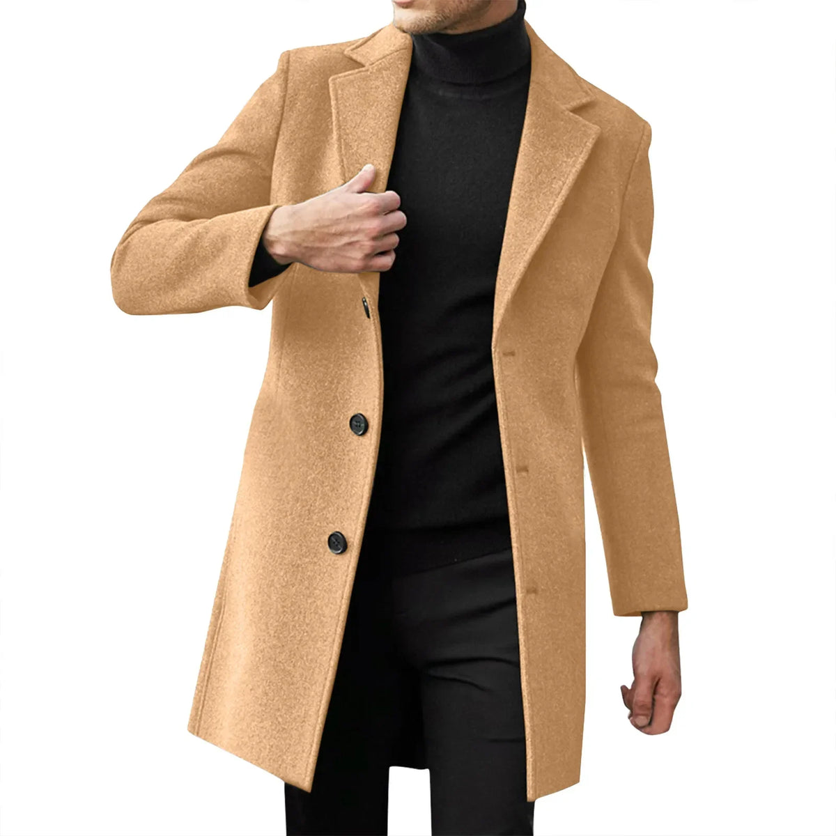 2025 Fashion Men Wool & Blends Mens Casual Business Trench Coat Mens Leisure Overcoat Male Punk Style Blends Dust Coats Jackets