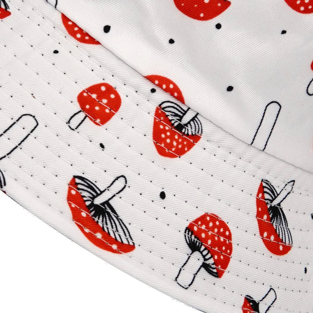 Unisex Hats Sun Shading Outdoor Sports Fishing Sun Hats Fashion Personalized Verstaile Mushroom Print Double-sided Bucket Hats