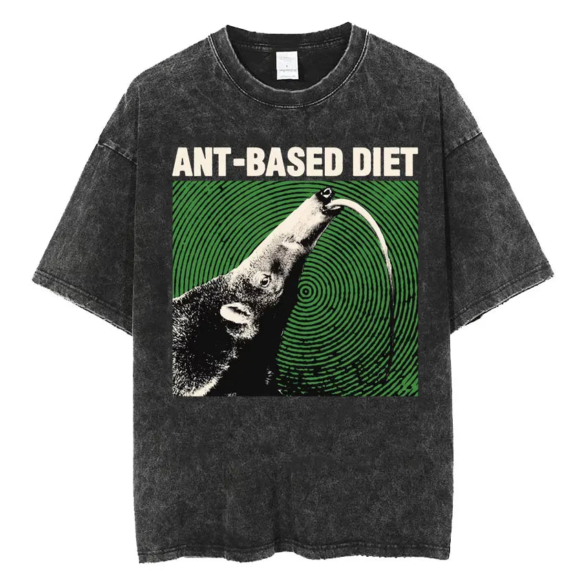 The Horrors Are Never Ending Yet I Remain Silly T-shirt Funny Japanese Style Frog Retro Washed T Shirt Men's Oversized Tees Tops