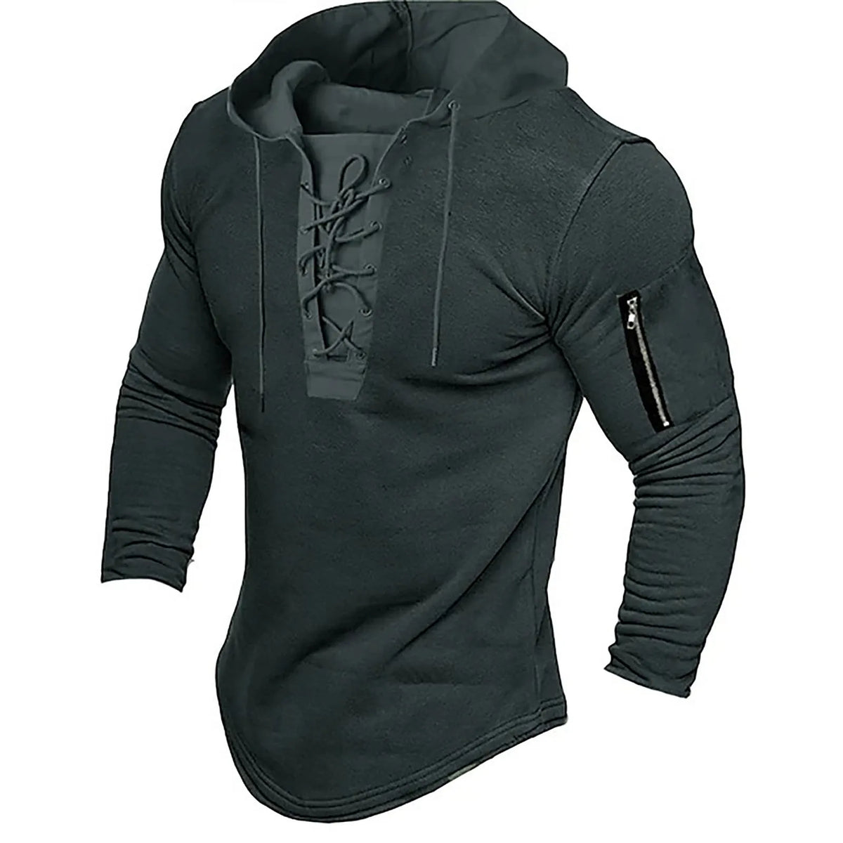 Men Pullover Hooded Sweatshirt Solid Color Lace Up Sports Casual Hoodies Spring Autumn Clothing American Retro Mens Sweatshirt