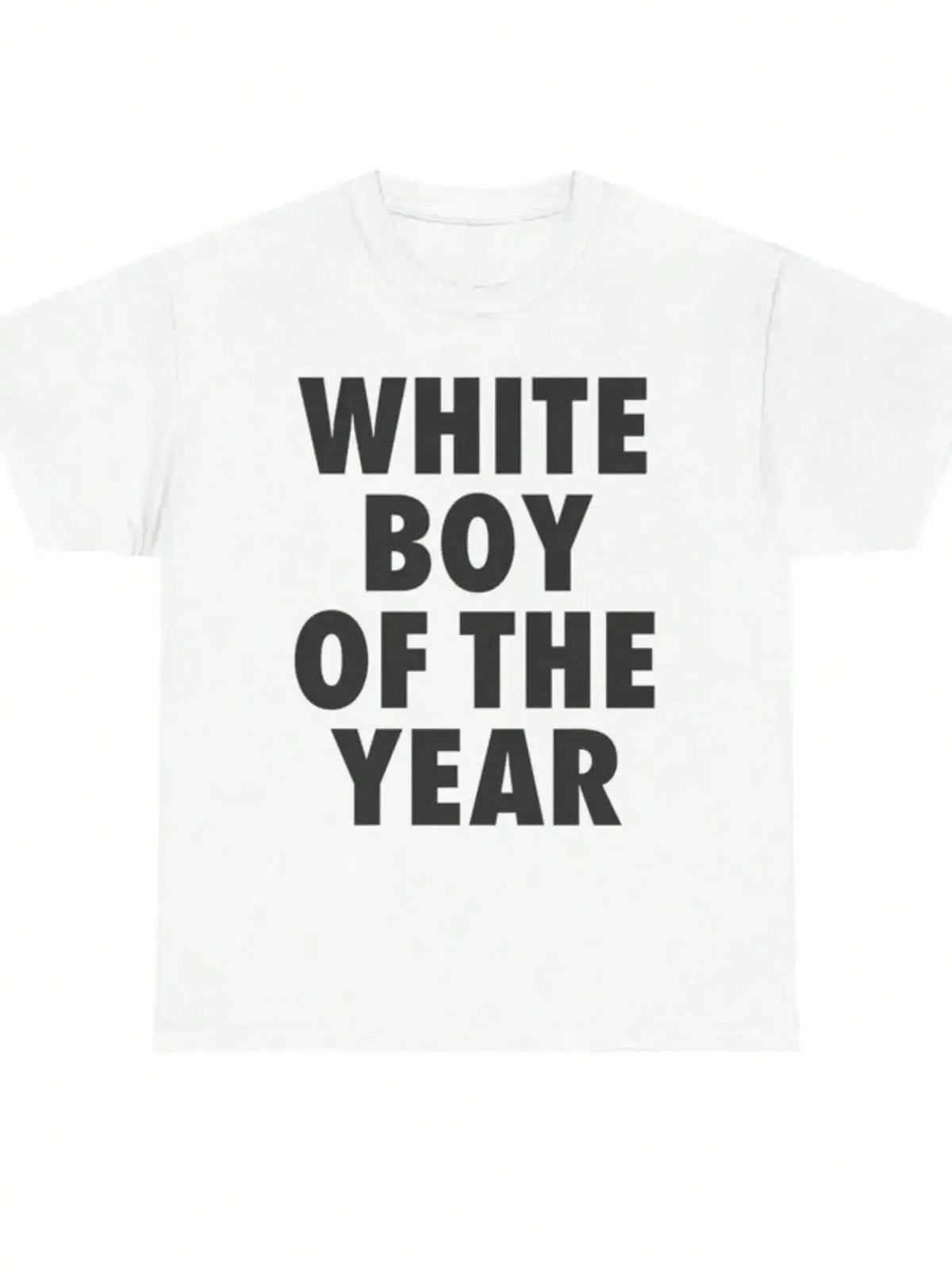 WHITE BOY OF THE YEAR T Shirts Cotton Print Short Sleeve T-shirt Retro Casual Streetwear Vintage Tee Fashion Loose Top UnisexY2K