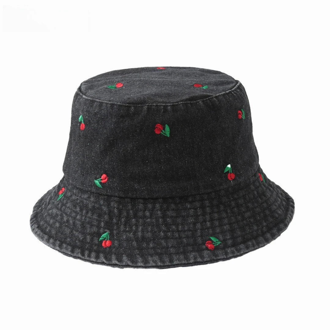 Popular Little Daisy Embroidered Cotton Summer Jeans Bucket Hat Cap For Women Spring Fisherman Hat Outdoor Travel Sunshade Gift