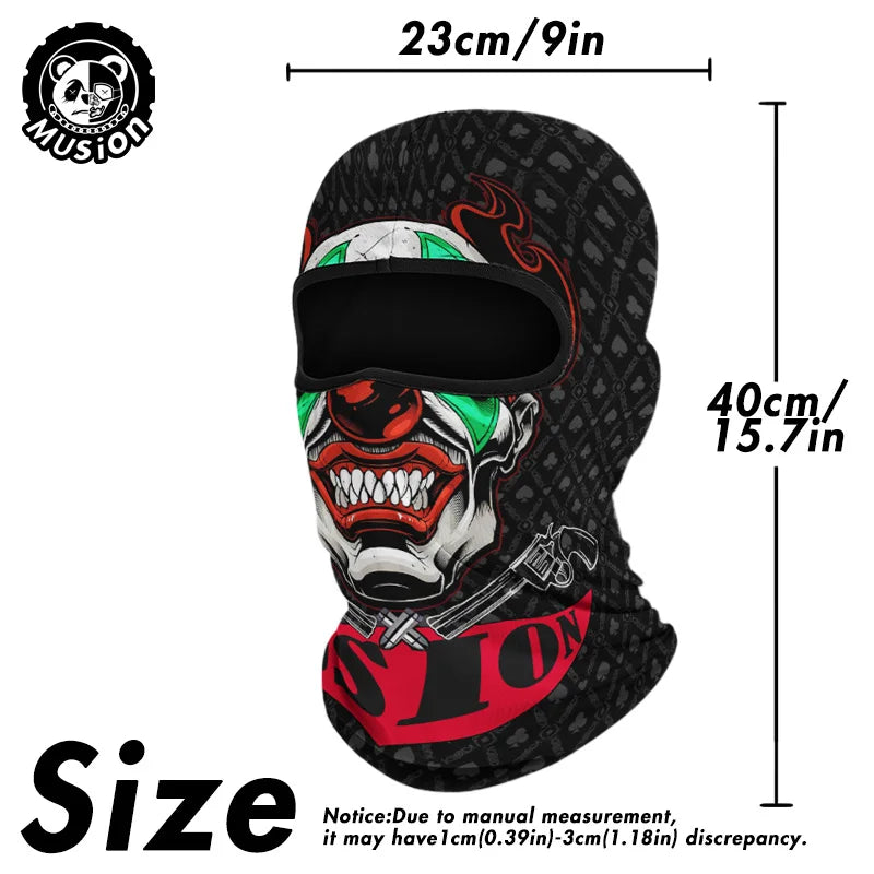 Musion Balaclava Helmet Liner Full Face Mask Skull Print Moto Topeng Muka Rider for Cycling and Riding Motorcycle