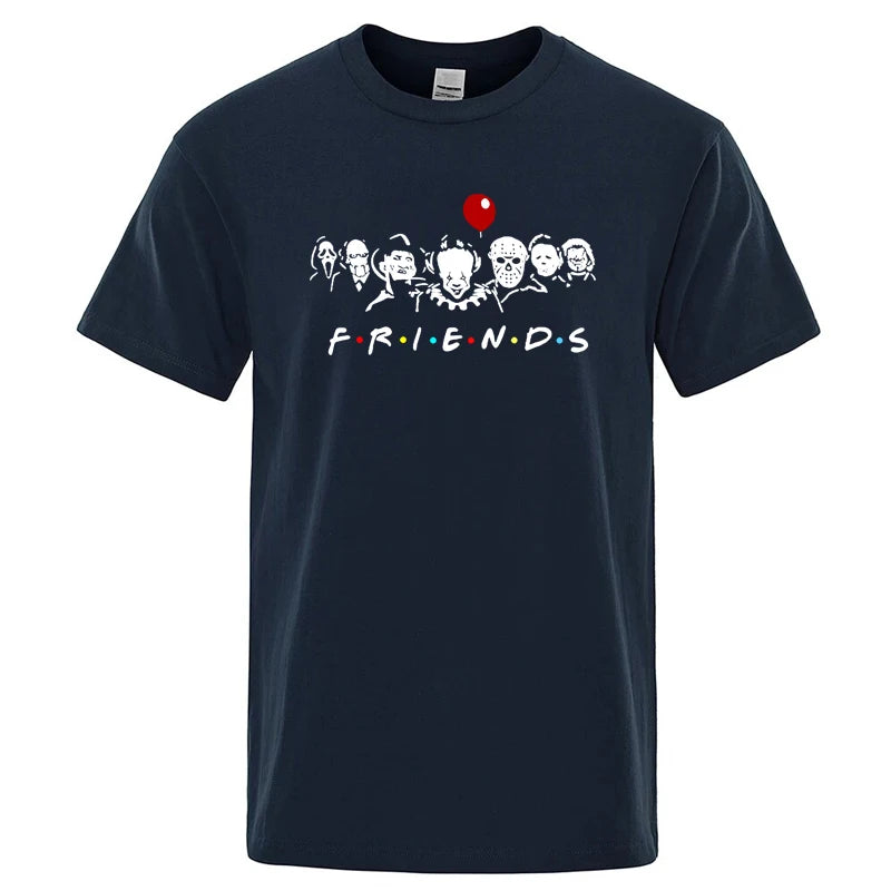 Men's High Quality T-shirt 100% Cotton T-shirt Funny Friends Print T Shirt Loose Summer Cool O-neck Men T-shirt Male Tops Tee