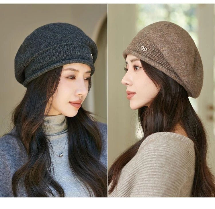 Women's Winter Knit Beret - Fashion  Hat Soft Warm Comfortable Stretchy Cap for Cold Weather