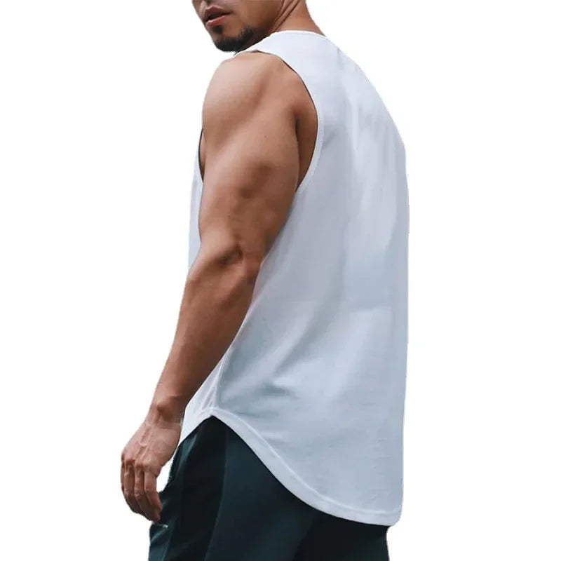 Japanese Anime Turtle Script Printed Summer Fitness Sports Tank Tops Men Gym Clothing Workout Sleeveles Shirt Loose Running Vest