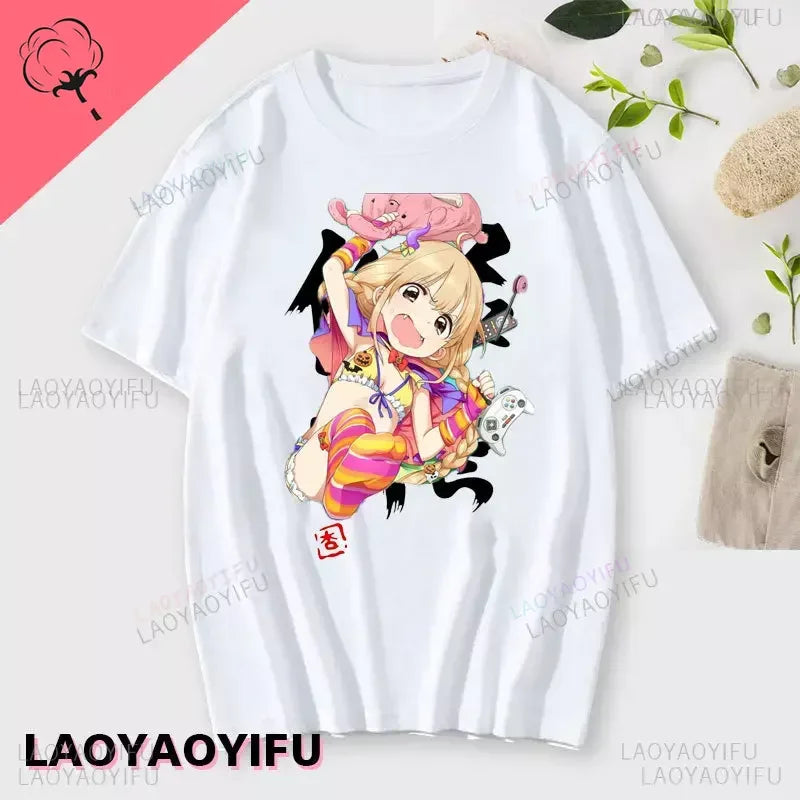 If You Work You Lose - Anzu Futaba Version T-Shirt 2024 New Kawaii Anime Cotton T-shirt Tees for Men Funny cartoon Otaku Tshirt