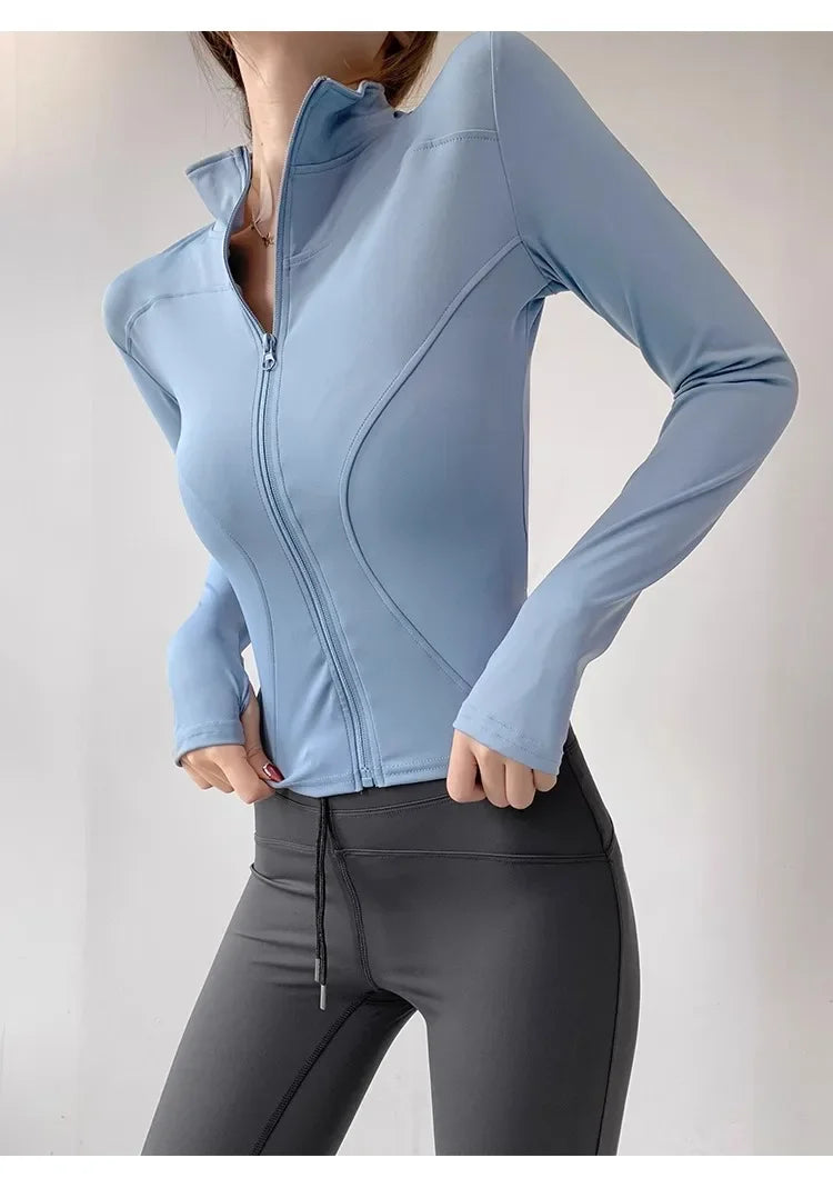 Sun Quick Drying Sports Coat Women's Tight Top Yoga Jacket Long Sleeve Zipper Jacket Running Fitness Women's Jacket S-3XL