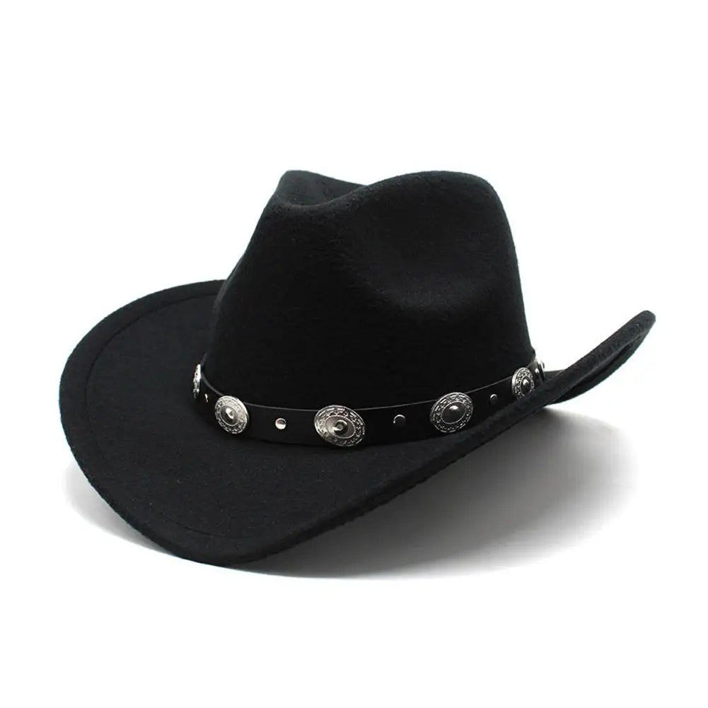 Vintage Western Cowboy Hat Comfortable Roll Up Brim Belt Buckle Cowgirl Fedora Cowgirl Church Sombrero Hombre Caps