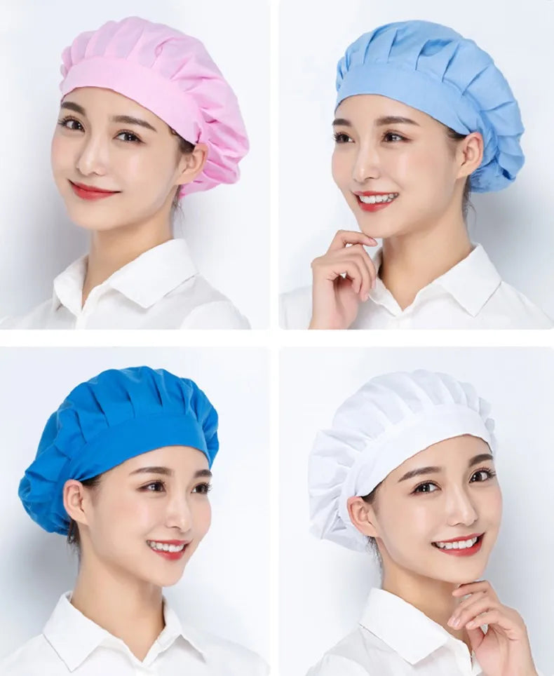 Unisex Catering Canteen Cook Hat Hotel Kitchen Cooking Chef Cap Food Service Adjustable Cap Food Factory Work Hats