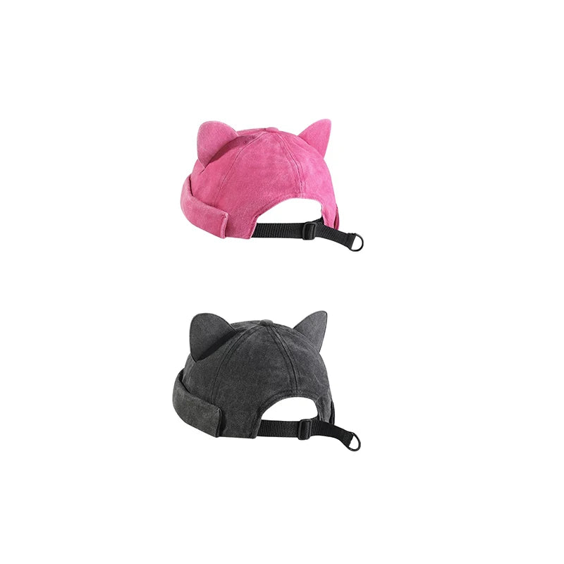 Cute Cat Ears Adjustable Skullcap Unisex, Suitable For All Ages, New Decorative Hat