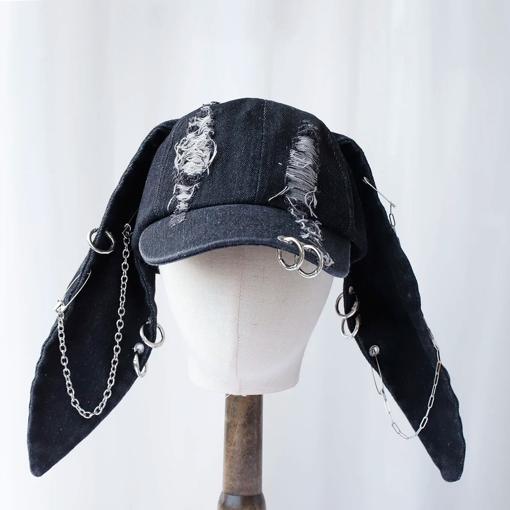 2024 new Hot Girl New Long Rabbit Ears Cowboy Baseball Hat Wash Graffiti Hip Hop Cap Women Men Party Team Baseball Cap