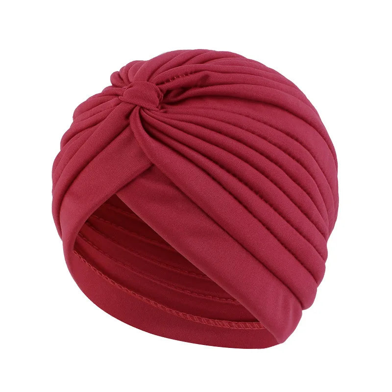 Stretchy Knot Twist Turban Bandanas Women Headscarf Bonnet Muslim Hijab Indian Hats Female Chemo Cap Adult Solid Color Head Wrap