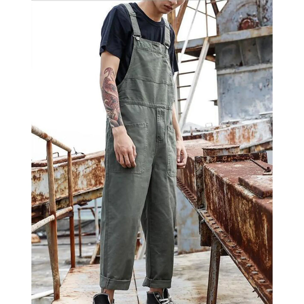 Lightweight Overalls With Pockets Men'S Bib Overalls Fashion Relaxed Fit Casual Jumpsuit Cotton Denim Trousers Daily Wear