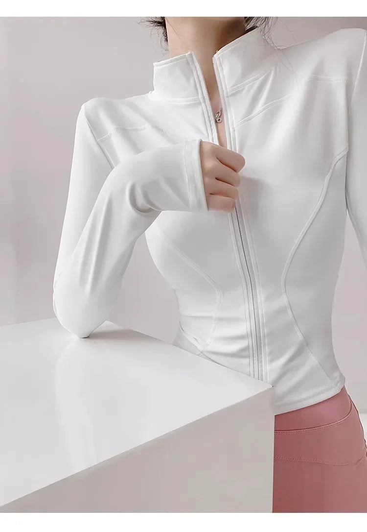 Sun Quick Drying Sports Coat Women's Tight Top Yoga Jacket Long Sleeve Zipper Jacket Running Fitness Women's Jacket S-3XL