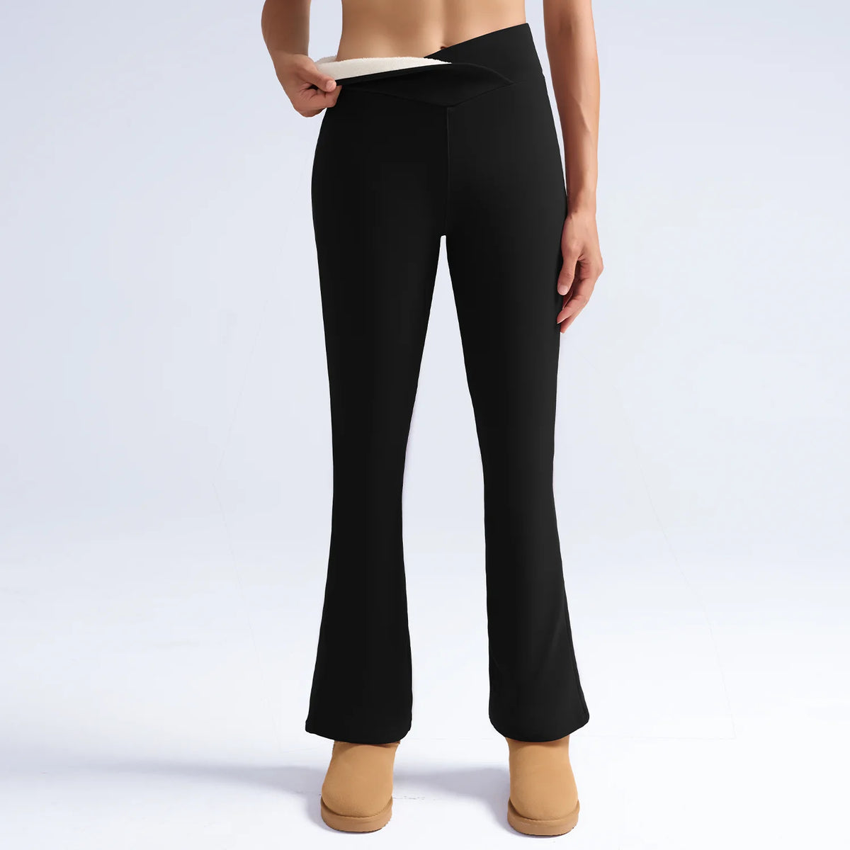Fleece Women Leggings Thick Flared Pants High-Waisted Thermal Tights Tummy Control Winter Warm Legging Casual Wear