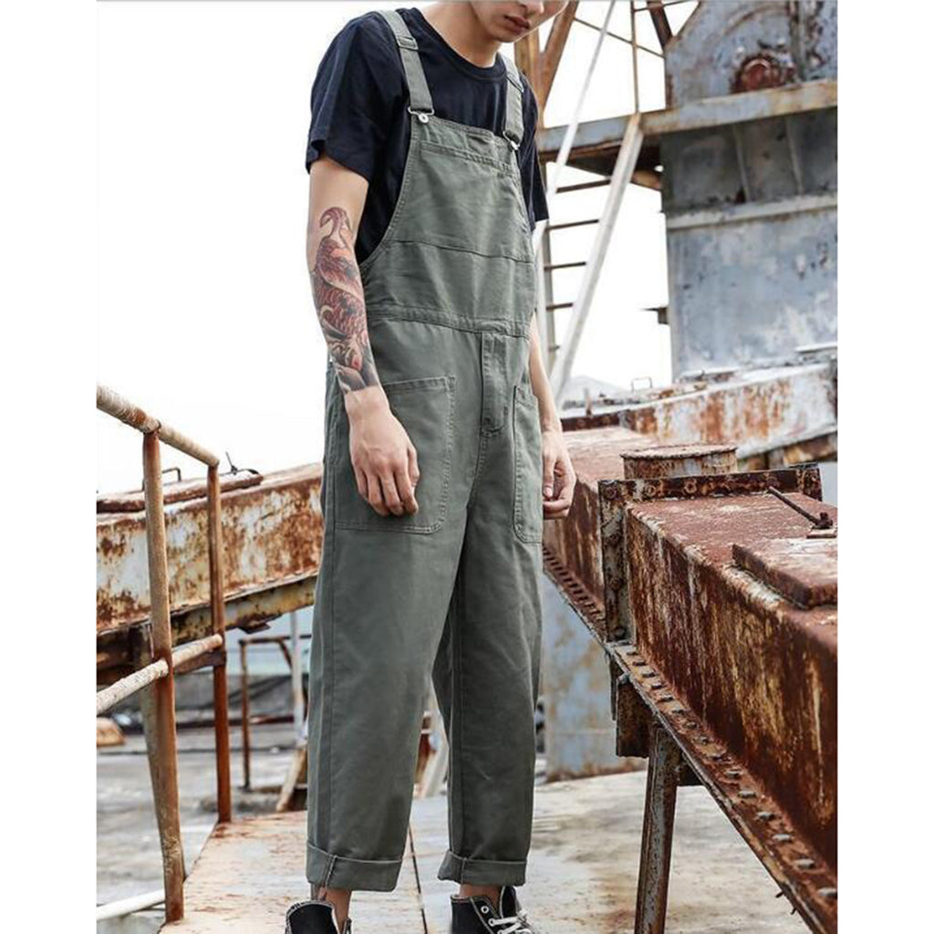 Lightweight Overalls With Pockets Men'S Bib Overalls Fashion Relaxed Fit Casual Jumpsuit Cotton Denim Trousers Daily Wear