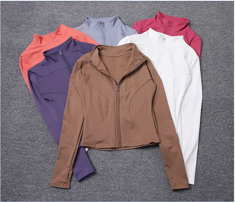 Women Sport Jacket Long Sleeve Shirt Workout Coat Gym Training Clothing Yoga Sportswear