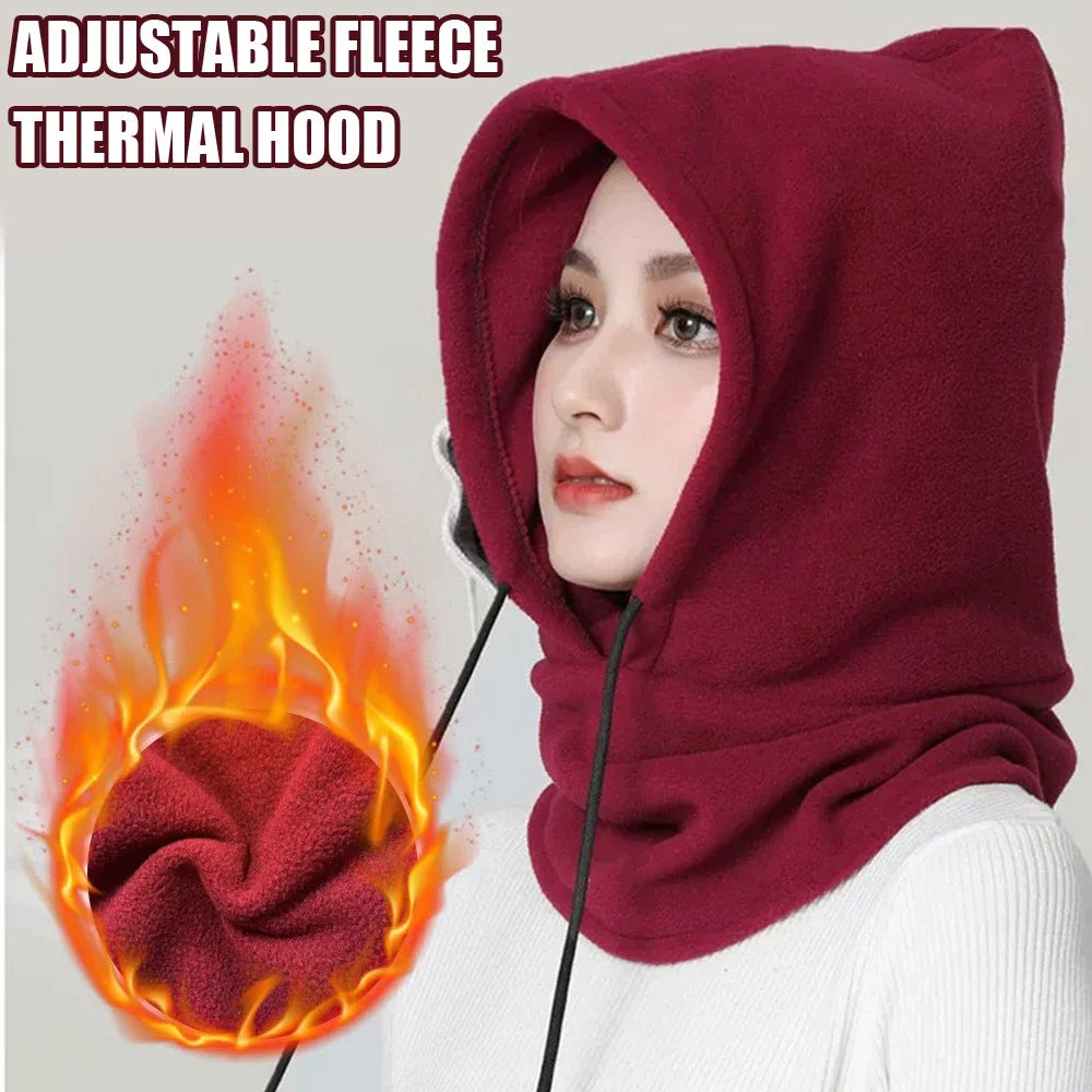 Winter Thermal Fleece Hat Hooded Outdoor Windproof Cold Warm Skiing Sport Men Women Neck Warmer Cycling Face Mask Masked Caps