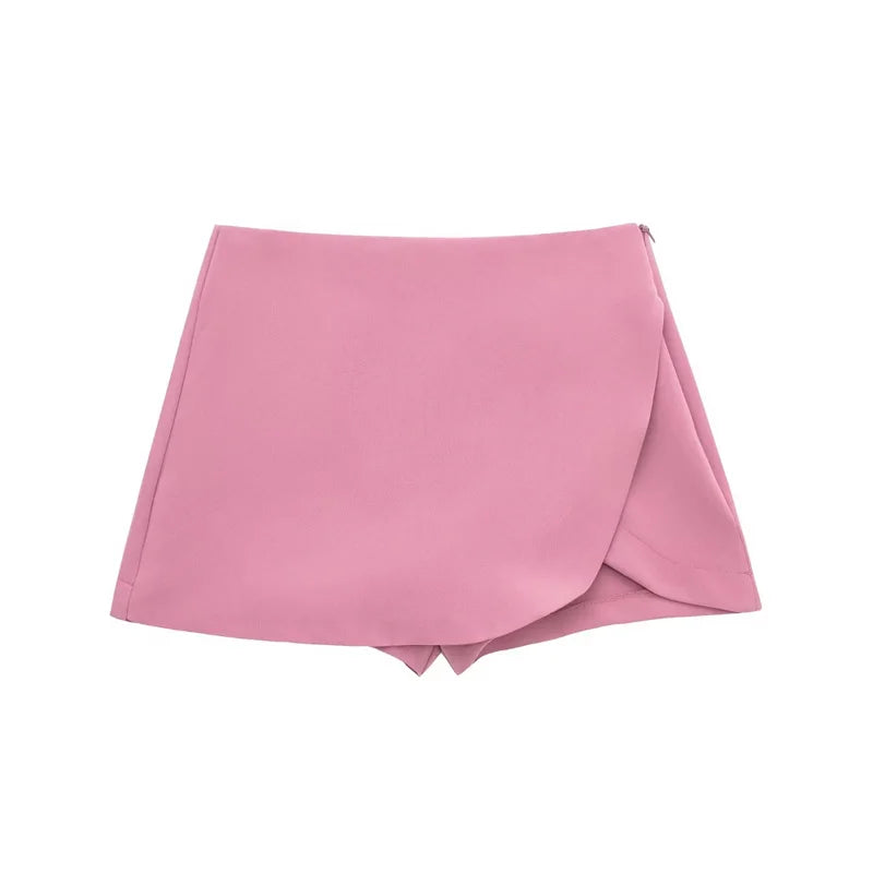 MUJER 2025 Black Mini Skirt Shorts Woman Fashion Asymmetric Skort For Women High Waist Short Skirts Woman Summer Casual Shorts