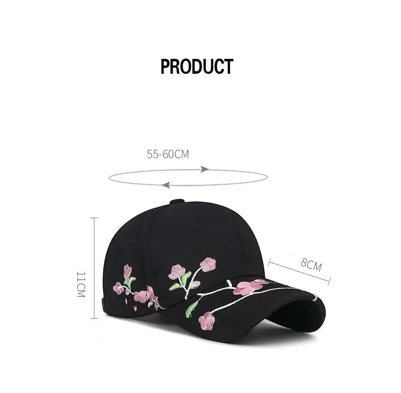 Hat Women's New National Tide Cap, Sunshade Sun Hat, Spring And Autumn Plum Blossom Embroidery National Style Baseball Cap