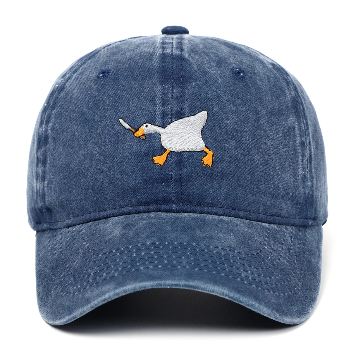 Embroidered baseball cap with goose pattern for men and women, casual and fashionable city style duckbill cap