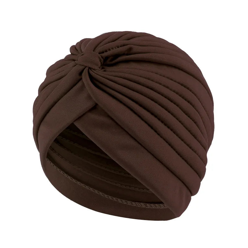 Stretchy Knot Twist Turban Bandanas Women Headscarf Bonnet Muslim Hijab Indian Hats Female Chemo Cap Adult Solid Color Head Wrap