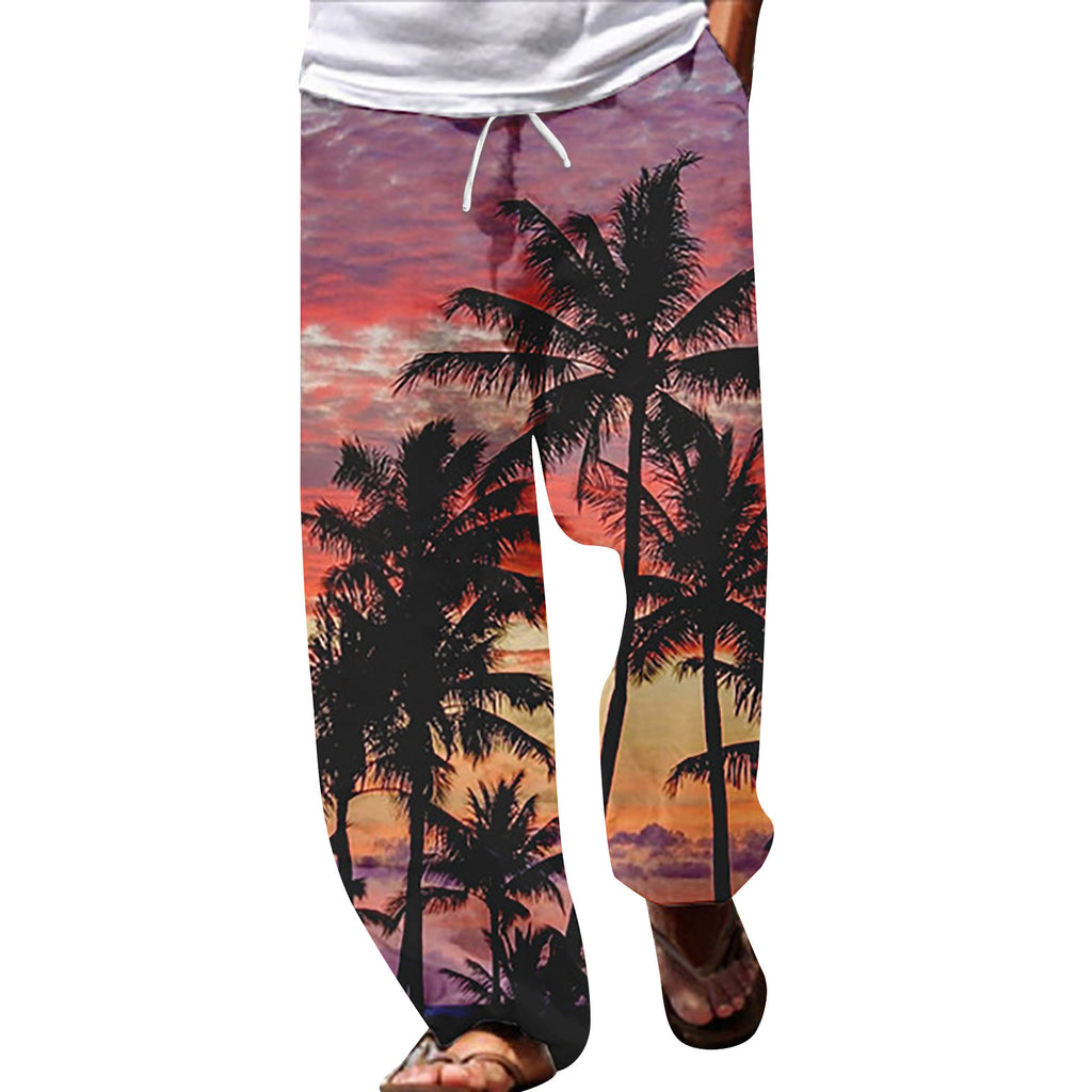 Summer Beach Hippie Harem Pants For Men Streetwear Baggy Boho Yoga Hawaiianss Drop Crotch Trouser Men'S Clothing Sports Pants