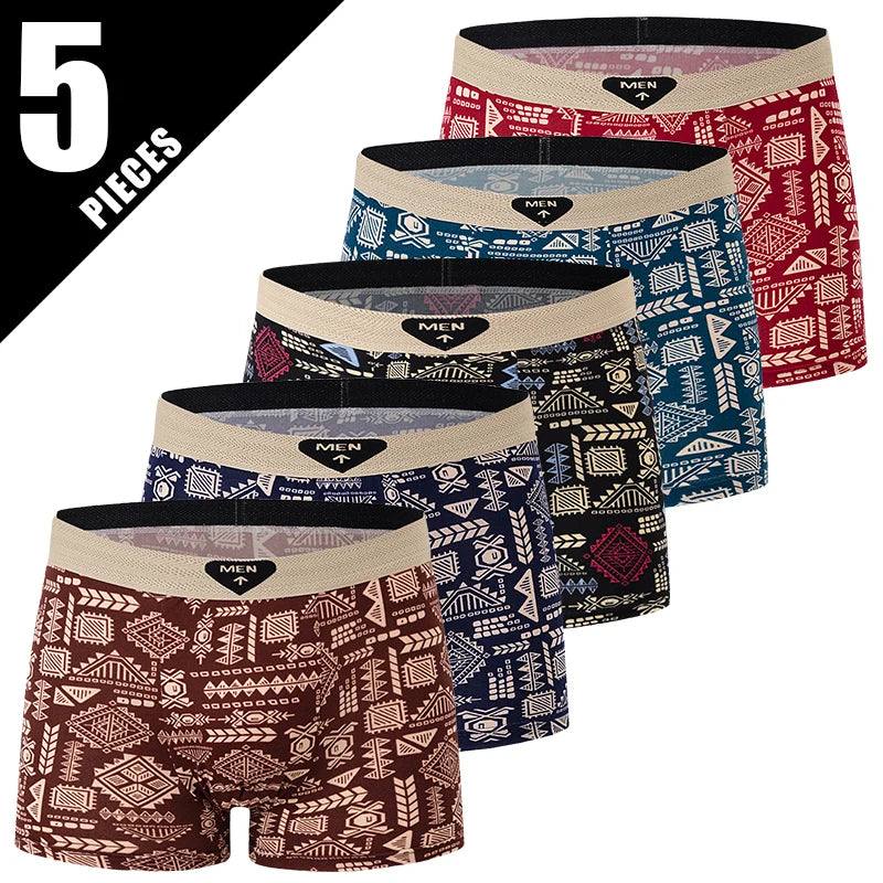 5 /10 Pack Men's Black Gold Printed Boxer Underwear Comfortable And Versatile Plus Size Sexy Young Men's Leisure Sports Beach sh