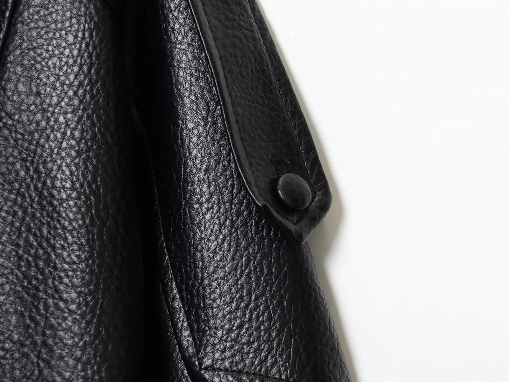 TFMLN Chic Black Faux Leather Jackets Women Long Sleeve Buttons Elastic Oversized Coats Fashion 2025 Autumn Winter Streetwear