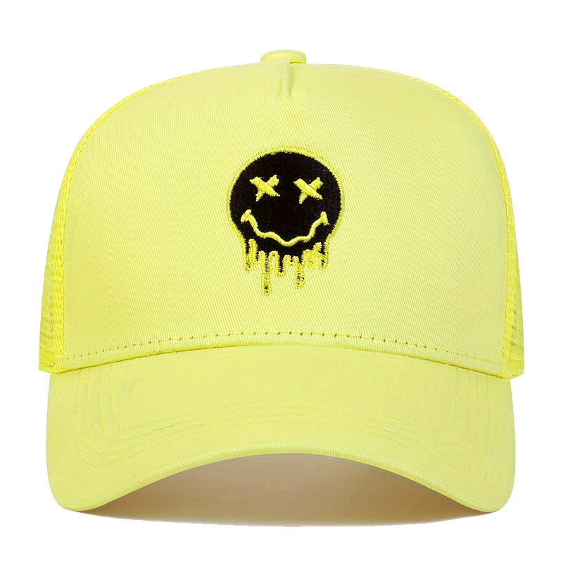 Unisex XX Smiling Face Print Baseball Net Caps Spring and Summer Outdoor Adjustable Casual Hats Sunscreen Hat