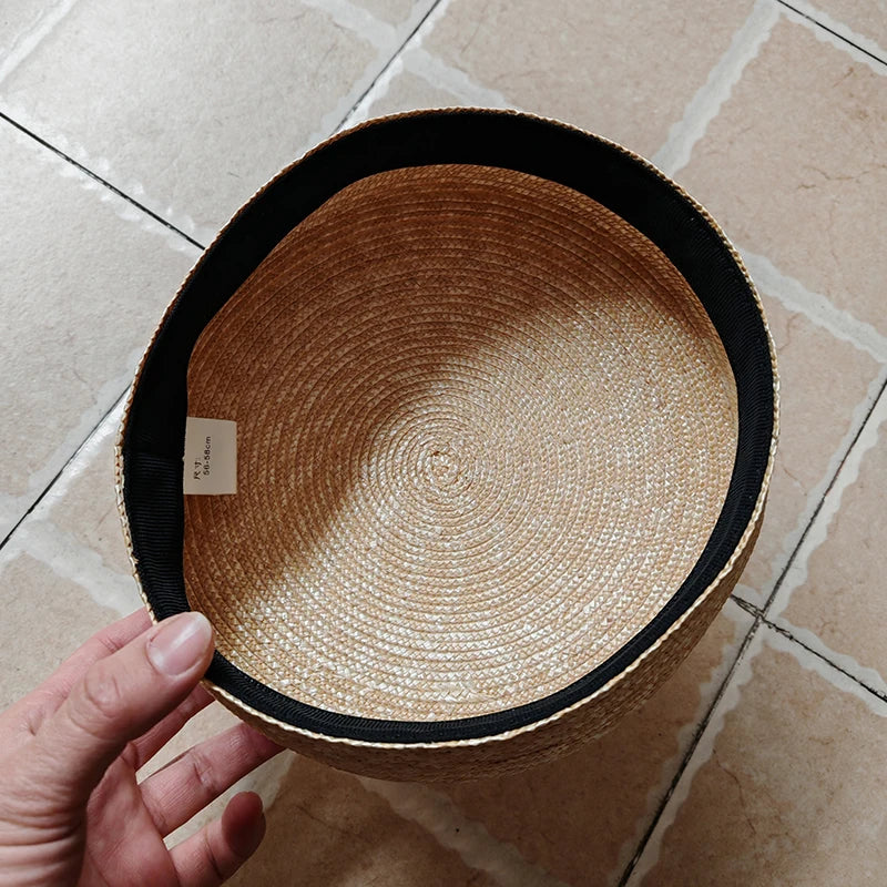 French Beret Hat Women Straw Cap Summer Woven Sun Hat Church Derby Party Hostesses Pillbox Hat Millinery Fascinator Base