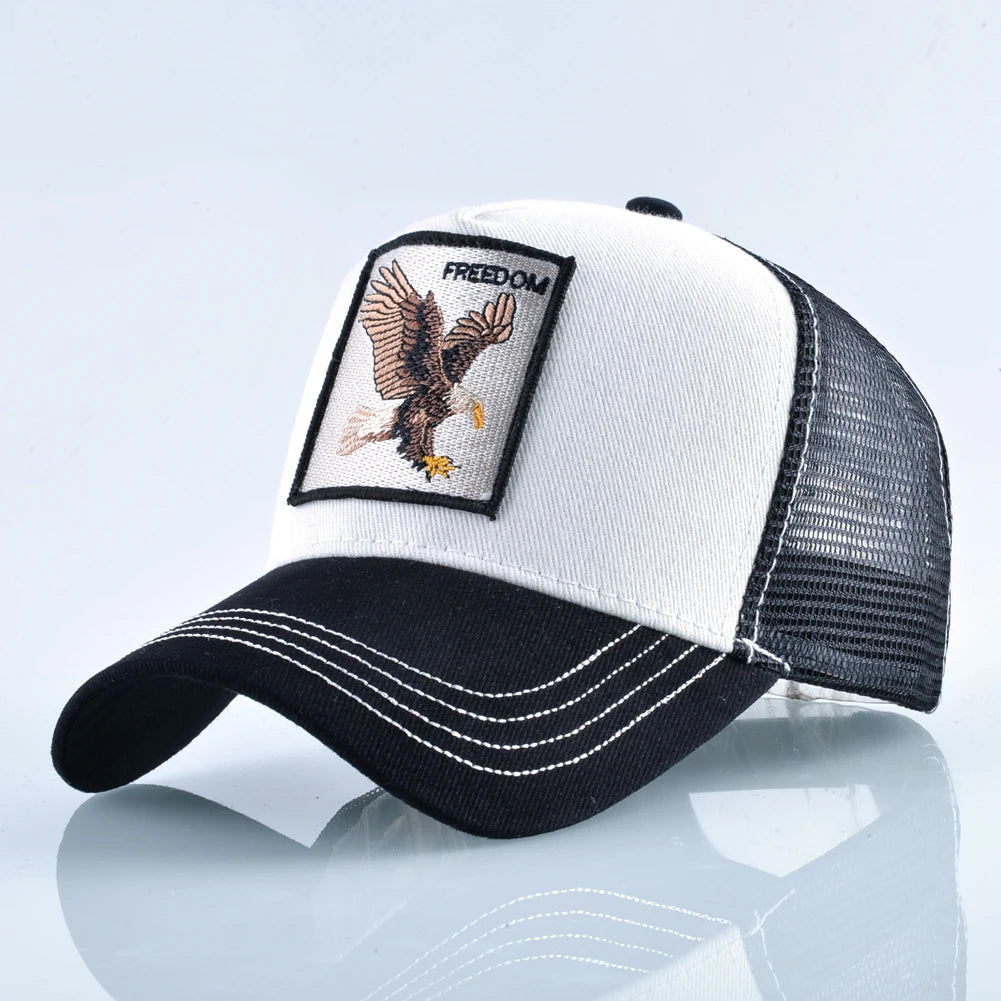 Fashion Trucker Caps With Embroidery Goat Patch Four Seasons Snapback Baseball Cap For Men Women Adjustable Visor Hat
