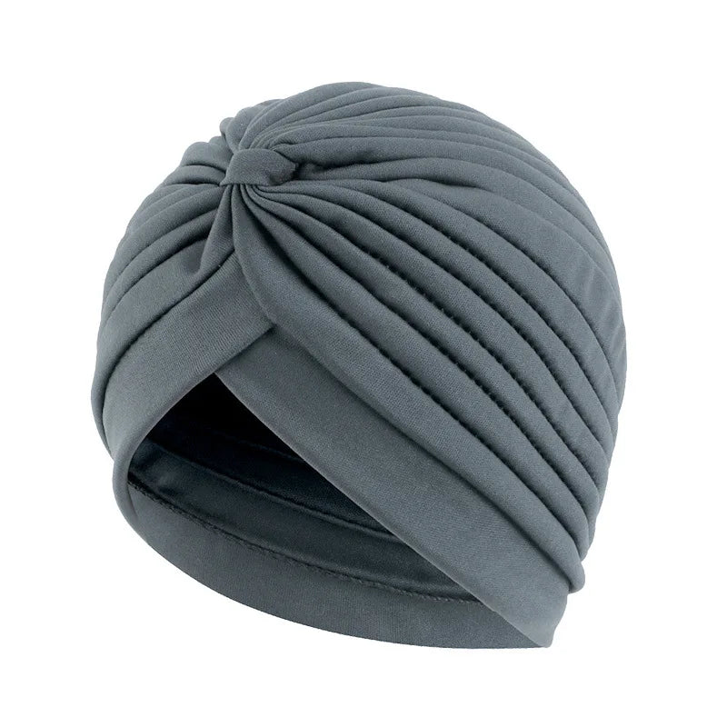 Stretchy Knot Twist Turban Bandanas Women Headscarf Bonnet Muslim Hijab Indian Hats Female Chemo Cap Adult Solid Color Head Wrap