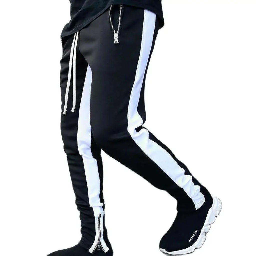 Men's casual and fashionable long pants, tight fitting gym sports pants, street wear, runners' small foot sports pants