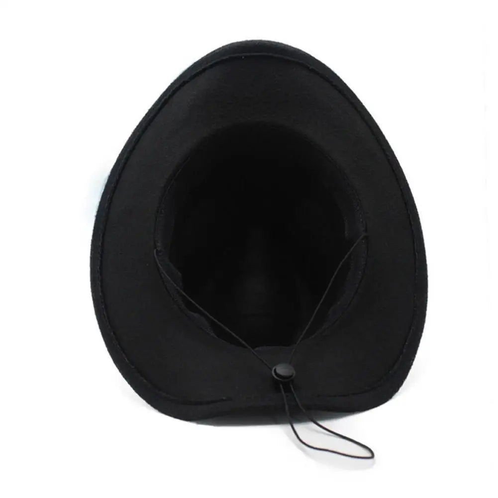 Vintage Western Cowboy Hat Comfortable Roll Up Brim Belt Buckle Cowgirl Fedora Cowgirl Church Sombrero Hombre Caps