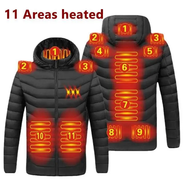 Men Heated Jacket USB Winter Outdoor Electric Heating male bobojaco Warm Sprots Thermal Coat Clothing Heatable men's parka